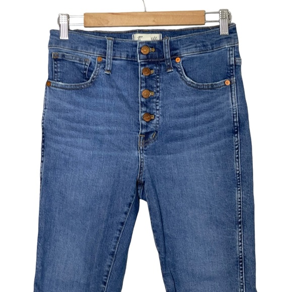 Madewell 10" High-Rise Skinny Jeans in Mackey Wash Size 27 Button-Front Edition - Picture 4 of 13